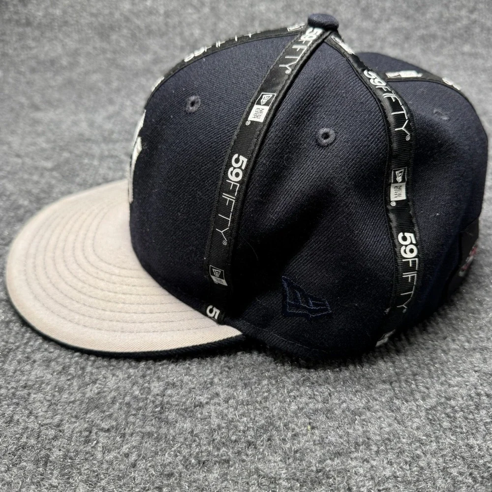 New York Yankees New Era 59FIFTY Fitted Hat Mens 7 1/4‎ Navy Blue Gray Flat Brim